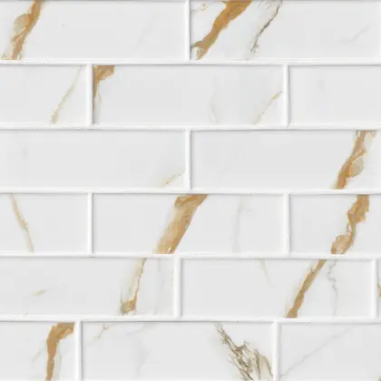 Calacatta Gold Matte Subway Tile 2x6 backsplash tile