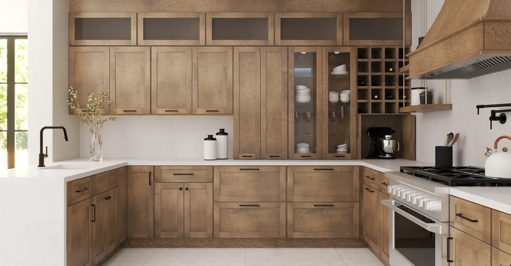 Fabuwood kitchen in warm natural-wood Allure cabinetry