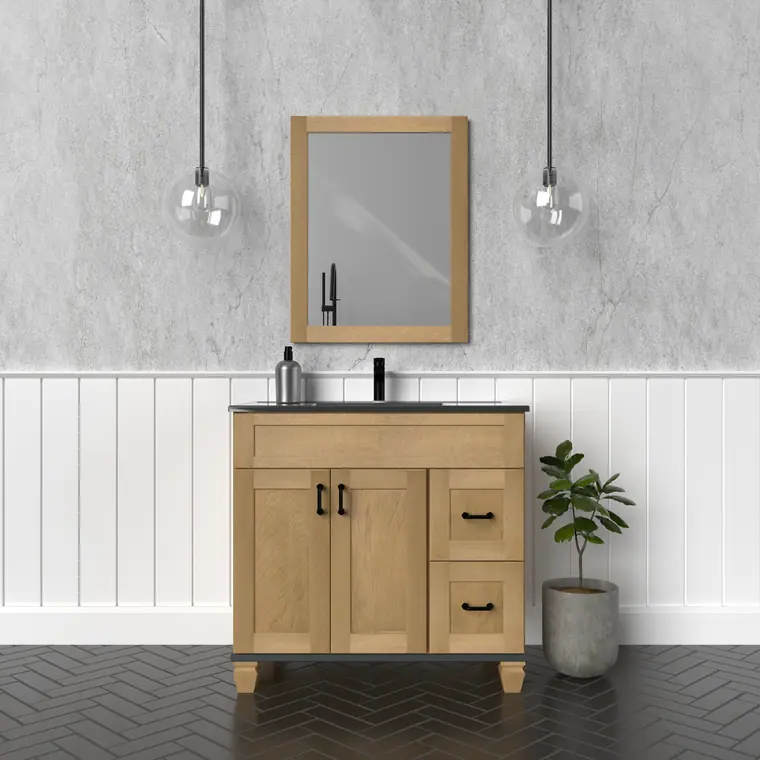 Natural wood vanity