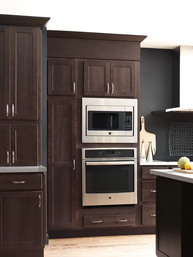 Espresso wall oven cabinet