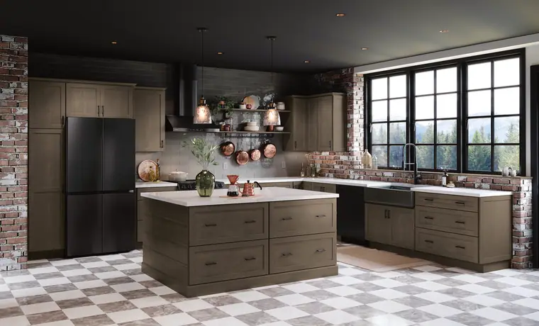 Driftwood checkerboard kitchen
