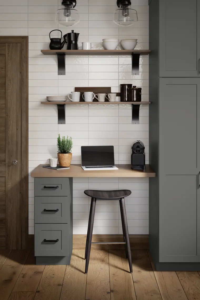 Gray desk nook