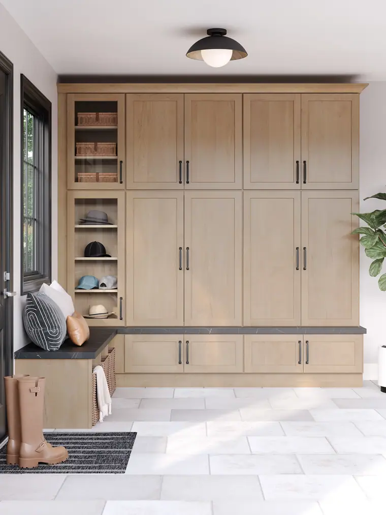 Natural maple mudroom