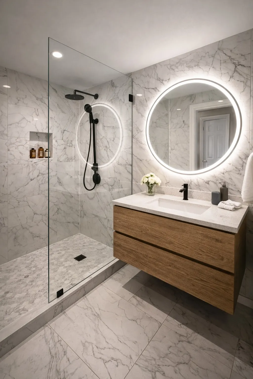 Bathroom vanity remodel by Finemark Cabinetry in DuPage County