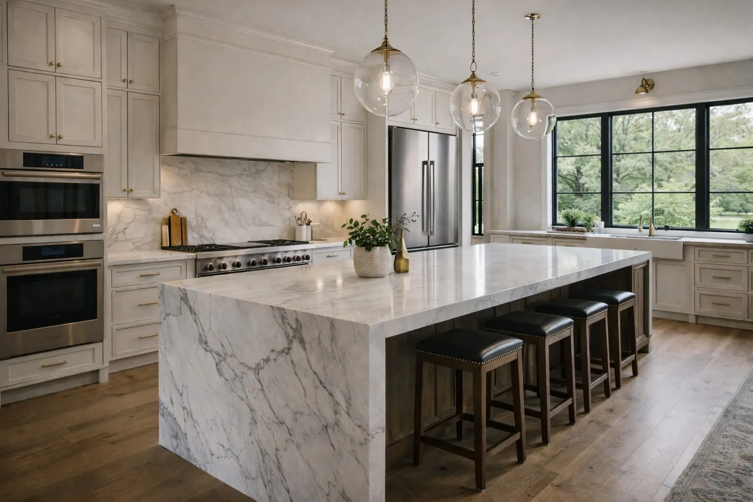 Custom white kitchen cabinets installed by Finemark Cabinetry in Wheaton IL