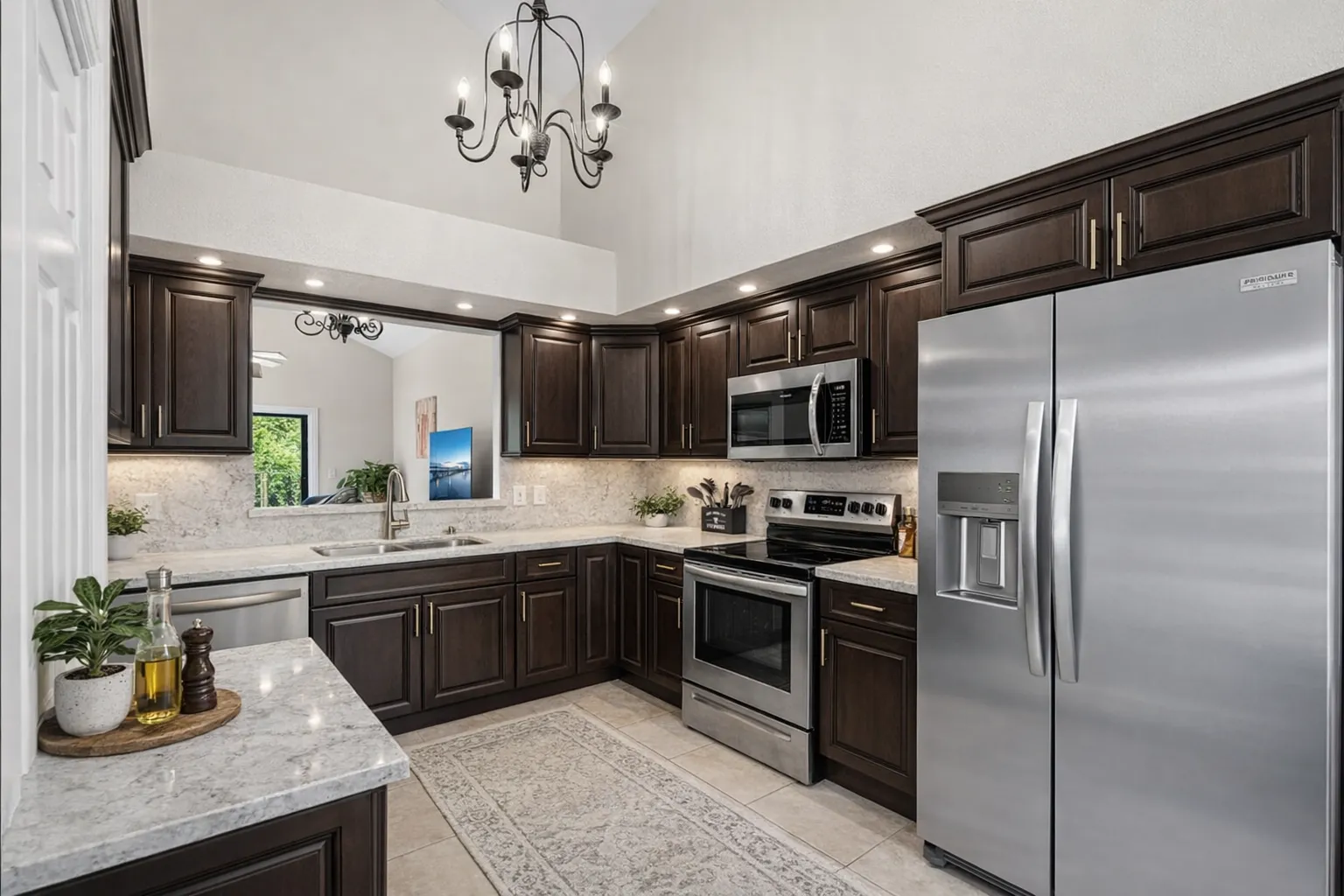 Open-concept kitchen design by Finemark Cabinetry Wheaton