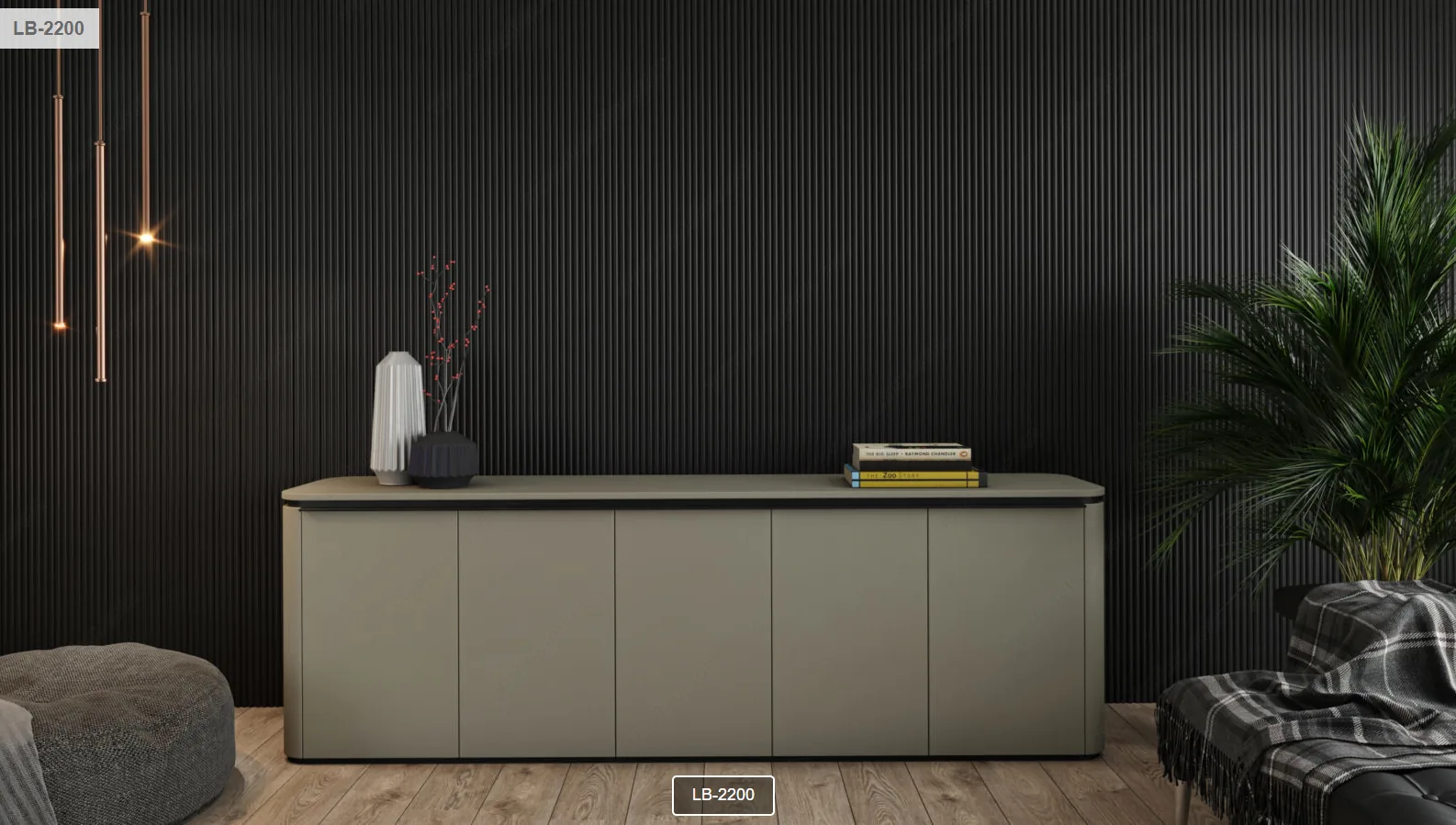 AGT wood slat wall panels in a modern interior, supplied and installed by Finemark Cabinetry in Wheaton, IL